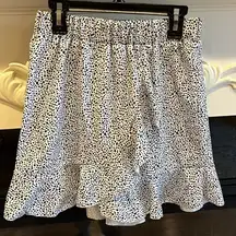 Skirt White Black Dotted Flirty Ruffle Wrap Cotton Blend Womens Small