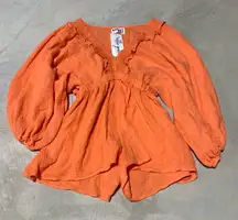 Bucket list only clear skies v-neck romper coral medium NWT