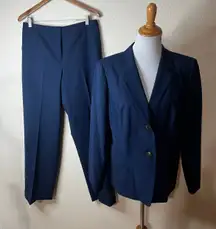 Lafayette 148 New York Navy Blue Wool Blazer Jacket & Delancey Pants suit Set 12