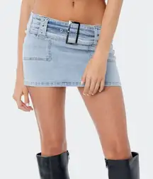 Edikted Light Blue Denim Mini Skirt