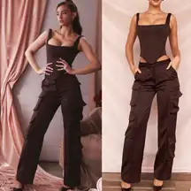 Host of cb Daria cargo chocolate trousers‎ pants NWOT size S