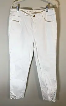 Soft Surroundings White Crochet Hem Jeans size 12‎