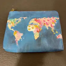 Anthropologie Nikki Cade Studio for  World Map Clutch Purse Carry All Zippered