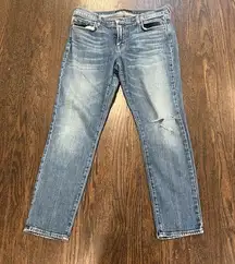 J Brand Rival Blue Ankle Cropped Jeans with Natural Fading Size 28