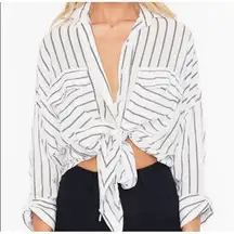 Faithful the Brand Brigette monochrome striped tie 4 button top