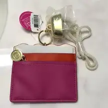 🔵SALE 3/$25 BATH BODY WORKS PINK WEARABLE LANYARD POCKETBAC ID HOLDER KEYRING