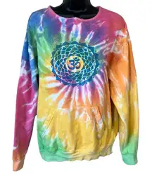 Om yoga mandala tie dye sweatshirt with cut out neck