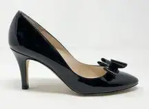 L.K. Bennett Darcia Classic Preppy LK Brogue Black Patent Leather Bow Heels 37 6