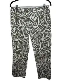 Jones New York Women's Pants 4 Zebra Animal Print Stretch Straight Leg Mid Rise