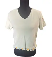 Westbound Light Green Embroidered Lemon-Lime V-Neck Top – Size MP