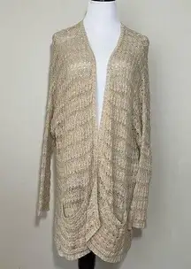 Free People Last Night Stripe Cardigan Sweater in Tan