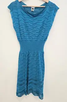 Missoni Zig Zag Turquoise Blue Knit Flawed Dress size Medium