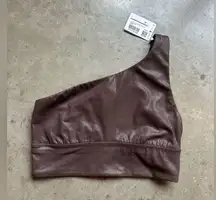 Lululemon align one shoulder rubbed shine brown espresso bra nwt size 6