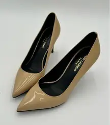 Yves Saint Laurent Paris Patent Leather Tan Pumps Stiletto High Heels 37 / 7 YSL
