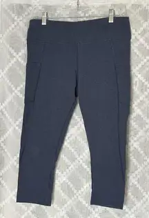 Pact Organic Cotton Cropped Leggings Womens Large Blue Capri Lounge Comfort
