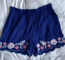 Floral Pattern Navy Blue Shorts