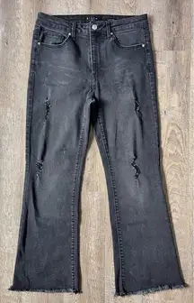 Risen Jeans Women's‎ Size 30/11 lt black Slim Kick Boot Frayed distressed