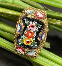 Vintage Italian Micro Mosaic Flower Brooch Made in Italy