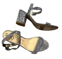 Circus by Sam Edelman Ashton Heel Tropical Denim Blue Block Heel Sandal Shoes 9