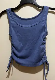 Shein Tank Crop Top Blue Ribbed ~ Size Small