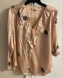 Rebecca Taylor blouse silk blend pop over cream Sz 8