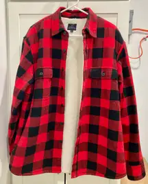 Sherpa Lined Flannel Shirt Jacket - Large