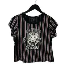 Guess Los Angeles T Shirt Tiger Striped Graphic Tee Top Short Sleeve Cotton L