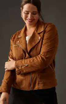 Anthropologie Vegan Suede brown moto Jacket, fits large