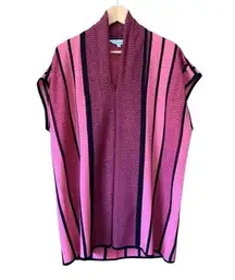 Misook  Striped Knit Converted Cardigan Tunic Burgundy, Pink Size S