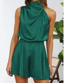 BTFBM Dark Green Satin Romper