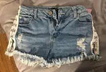 White Striped Jean Shorts