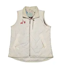 Carhartt Marlinton Vest Embroidered Puffer Cream Red Full Zip Womens Small Top