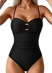 Daci Black Swimsuit Tummy Control 2025 Bandeau Strapless Size Med NWT #2208