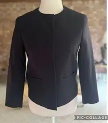 Zara Black Collarless Snap Blazer XS