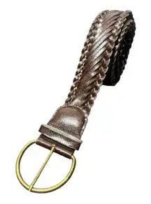 Brown Braided Belt with Gold Buckle