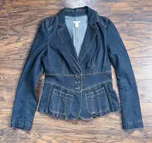 vintage • Gilmore Girls ASO Lorelei denim jacket Cache Y2K 2000s fitted peplum