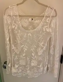 Anthropologie Everleigh Floral Lace Long Sleeve Shirt