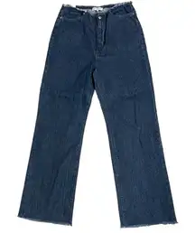 WEWOREWHAT We‎ Wore What Women Raw Hem Fringe High Waist Straight Leg Jeans