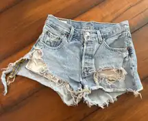 Levi 501 Distressed Denim Shorts