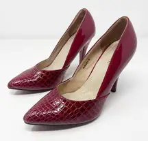 Rusty Lopez Snake Crocodile Red Pointed Pumps Size 40