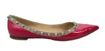 Valentino Garavani Rockstud Two Tone Poined Toe Flats Red Pink Size 40