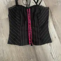 Vintage Corset Top Womens M Retro Y2K Lace 00s Laced Stretch