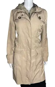 Kenneth Cole New York beige trench coat medium single-breasted full zip front