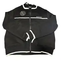 NWT WHITE FOX sign me up zip front sweater black and white