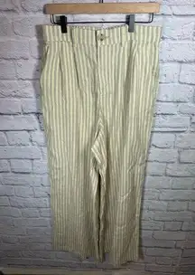 a.n.a Striped Linen Blend cream color women’s wide leg pants size 10