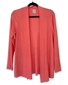 NIC+ZOE Coral Soft Ribbed Knit Open Front Cardigan Sweater Women's XS