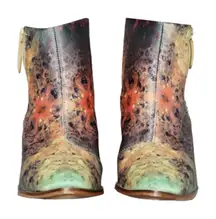 Val Tex Ankle Boots‎ Galaxy Print Leather Heel Booties EU 37