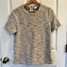 Anthropologie Tweed Sparkle Short Sleeve Top Textured Knit Medium
