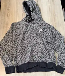 Nike Black and White Patterned Hoodie hooded pullover sweatshirt sweater