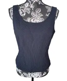 Tahari Pinstripe Tank Top Wide Strap Formal Office Business Professional Work